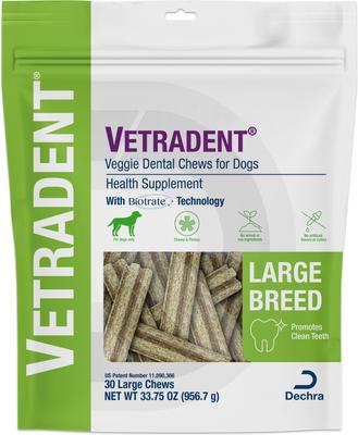 Golosinas dentales masticables vegetarianas para perros adultos grandes, 30 unidades