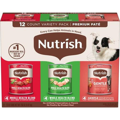 Alimento húmedo para perros Gentle Digestion & Whole Health Blend Premium Pate Variety Pack, lata de 13 oz, caja de 12 (Rachael Ray)