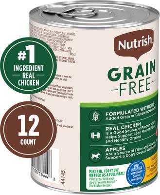 Grain-Free Real Chicken & Apple Recipe Premium Pate Wet Dog Food, 13-oz can, case of 12 (Rachael Ray)