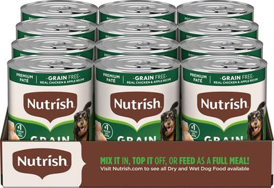 Grain-Free Real Chicken & Apple Recipe Premium Pate Wet Dog Food, 13-oz can, case of 12 (Rachael Ray)