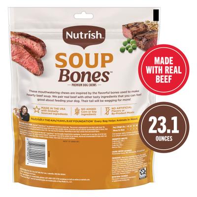 Bundle: Rachael Ray Nutrish Soup Bones Beef & Barley Flavor + Chicken & Veggies Flavor Dog Treats, 23.1-oz bag