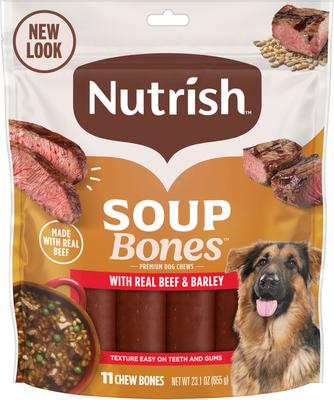 Bundle: Rachael Ray Nutrish Soup Bones Beef & Barley Flavor + Chicken & Veggies Flavor Dog Treats, 23.1-oz bag
