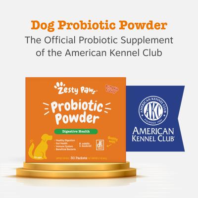 Zesty Paws, Probiotic Powder, Probióticos para Flora Intestinal y Digestión, sabor Calabaza, Perros, 30 sobres