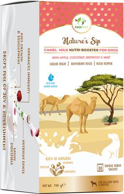 Leche de camello en polvo Nature's Sip con manzana, coco, remolacha y menta, complemento para alimento para perros sin cereales y premio líquido, envase de 5.29 oz