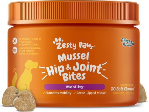Mussel Mobility Bites Chicken Flavored Soft Chews Hip & Joint Supplement for Dogs, 180 count