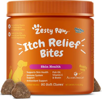 Masticables blandos con sabor a pollo para aliviar la picazón, suplemento inmunológico para perros, 50 unidades