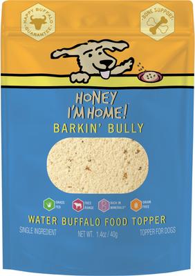 ¡Aderezo para comida para perros Barkin' Bully de búfalo de agua natural, bolsa de 38 g!
