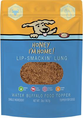 ¡Aderezo para comida de perro Lip-Smackin' Lung de búfalo de agua natural, bolsa de 59 g!