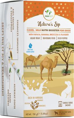 Nature's Sip Camel Milk Powder with Papaya, Banana, Broccoli & Flaxseed Grain-Free Dog Food Topper & Liquid Treat, 5.29-oz carton