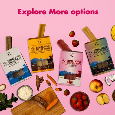 Himalayan Cheese Chews Medium All Natural High-Protein Grain-Free Strawberry Dental Dog Treats, 3 count