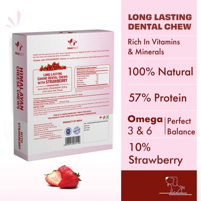 Himalayan Cheese Chews Medium All Natural High-Protein Grain-Free Strawberry Dental Dog Treats, 3 count