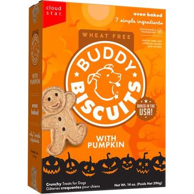 Galletas crujientes para perros con sabor a calabaza y sin trigo para Halloween, caja de 14 oz