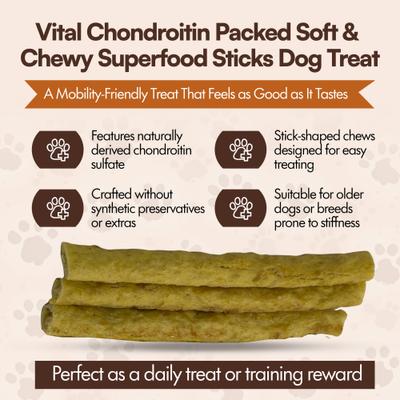 6-in Vital Chondroitin Packed Soft & Chewy Superfood Sticks Dog Treat, 24 count