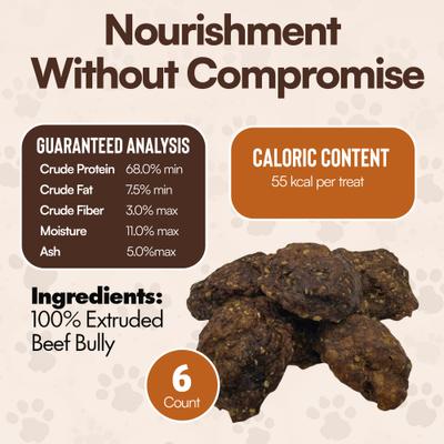 Bully Stick Burger Soft & Chewy Beef Dog Chew Treat, 6 count