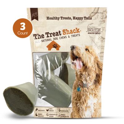 Hueso de espinilla de 3-4 pulgadas relleno de mantequilla de maní, golosina masticable para perros, 3 unidades
