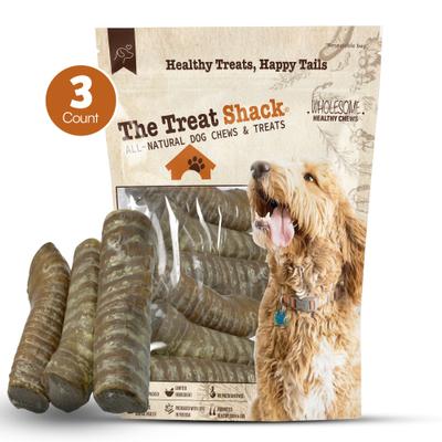 Tubo traqueal doble relleno de 6 pulgadas con golosina masticable de mantequilla de maní para perros, 3 unidades