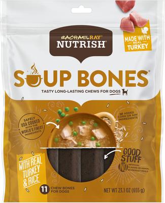 Bundle: Variety Pack - Rachael Ray Nutrish Soup Bones Chicken & Veggies Flavor Dog Treats, Beef & Barley & Turkey & Rice Flavors