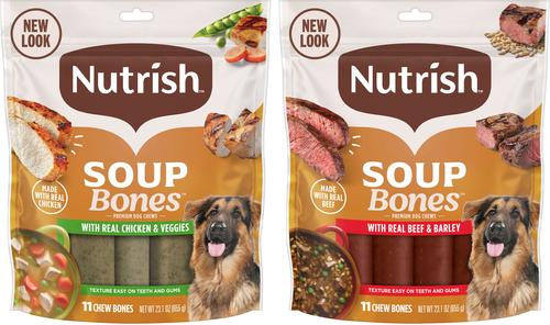 Bundle: Rachael Ray Nutrish Soup Bones Beef & Barley Flavor + Chicken & Veggies Flavor Dog Treats, 23.1-oz bag