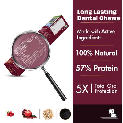 Dentamust Himalayan Cheese Chew Medium All Natural High-Protein Grain-Free with Cranberry Pomengranate Pumpkin seeds & Activated Charcoal Dental Dog Treat, 2.46-oz