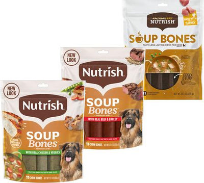 Bundle: Variety Pack - Rachael Ray Nutrish Soup Bones Chicken & Veggies Flavor Dog Treats, Beef & Barley & Turkey & Rice Flavors