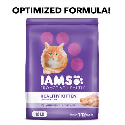 Bundle: Iams ProActive Health Kitten Dry Food + Perfect Portions Healthy Kitten Chicken Recipe Pate Grain-Free Cat Food Trays