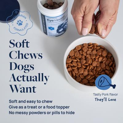 Pork Flavor Soft Chew Eye Health Supplement for Dogs, 60 count