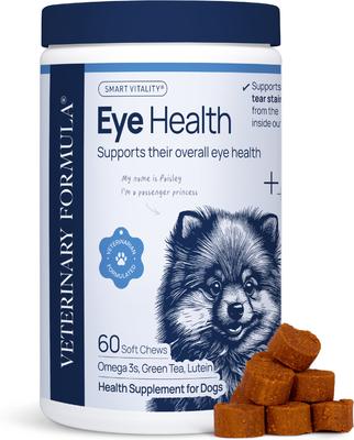 Suplemento masticable suave con sabor a cerdo para la salud ocular de perros, 60 unidades