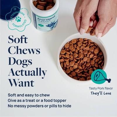 Pork Flavor Soft Chew Anal Gland Support Supplement for Dogs, 60 count