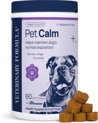 Pork Flavor Soft Chew Pet Calm Supplement for Dogs, 60 count