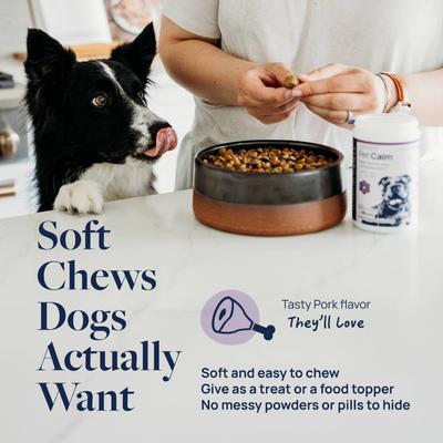 Pork Flavor Soft Chew Pet Calm Supplement for Dogs, 60 count