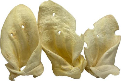 Orejas de vaca enteras con base, golosinas masticables para perros, grandes, 5 unidades