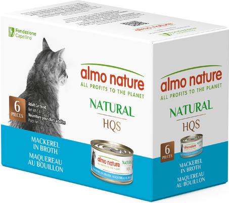 HQS Natural Mackerel Flaked Wet Cat Food, 2.47-oz can, case of 6