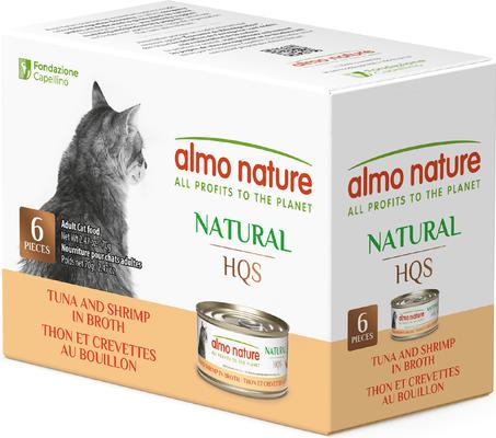 HQS Natural Tuna with Shrimp Flaked Wet Cat Food, 2.47-oz can, case of 6