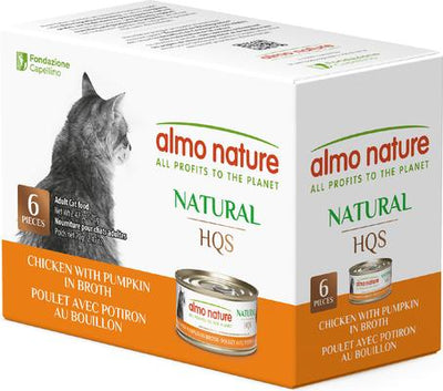 HQS Natural Chicken with Pumpkin Shredded Wet Cat Food, 2.47-oz can, case of 6