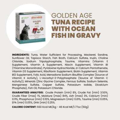 HQS Supportive Formulas Golden Age Flaked Tuna Recipe with Ocean Fish in Gravy Wet Cat Food, 1.77-oz can, case of 6