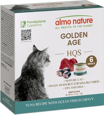 HQS Supportive Formulas Golden Age Flaked Tuna Recipe with Ocean Fish in Gravy Wet Cat Food, 1.77-oz can, case of 6