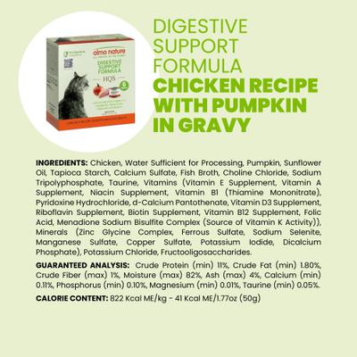 HQS Supportive Formulas Digestive Support Formula Shredded Chicken Recipe with Pumpkin in Gravy Wet Cat Food, 1.77-oz can, case of 6