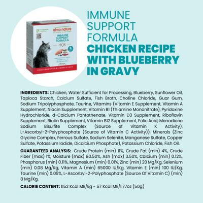 HQS Supportive Formulas Immune Support Formula Shredded Chicken Recipe with Blueberry in Gravy Wet Cat Food, 1.77-oz can, case of 6