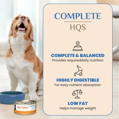 HQS Complete Gluten-Free Chicken Dinner with Eggs & Cheese Shredded Canned Wet Dog Food, 5.5-oz, case of 12