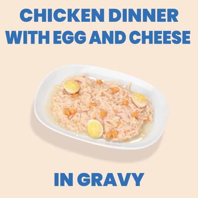 HQS Complete Gluten-Free Chicken Dinner with Eggs & Cheese Shredded Canned Wet Dog Food, 5.5-oz, case of 12