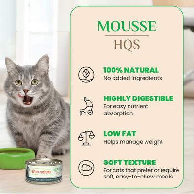 HQS Paté Mackerel & Chicken Recipe in Gravy Grain-Free Pate Wet Canned Cat Food, 2.47-oz can, case of 24