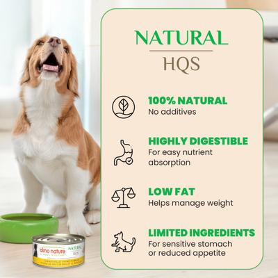 HQS Natural Chicken Fillet Entree in Broth Wet Dog Food, 5.5-oz can, case of 12