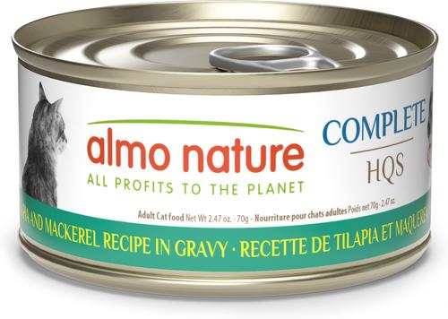 HQS Complete Tilapia Recipe in Gravy Wet Cat Food, 2.47-oz can, case of 12