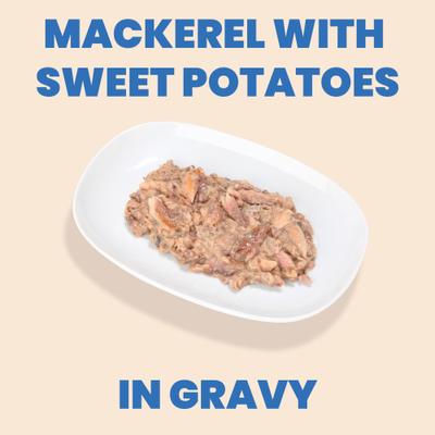 HQS Complete Mackerel Recipe with Sweet Potatoes in Gravy Cat Wet Food, 9.87-oz can, case of 12