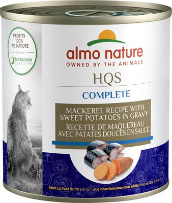 HQS Complete Mackerel Recipe with Sweet Potatoes in Gravy Cat Wet Food, 9.87-oz can, case of 12