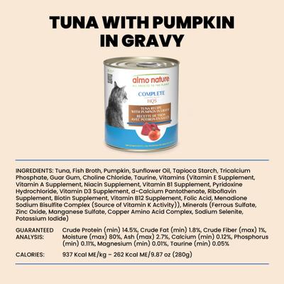 HQS Complete Tuna Recipe with Pumpkin in gravy Cat Wet Food, 9.87-oz can, case of 12