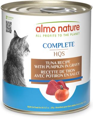 HQS Complete Tuna Recipe with Pumpkin in gravy Cat Wet Food, 9.87-oz can, case of 12