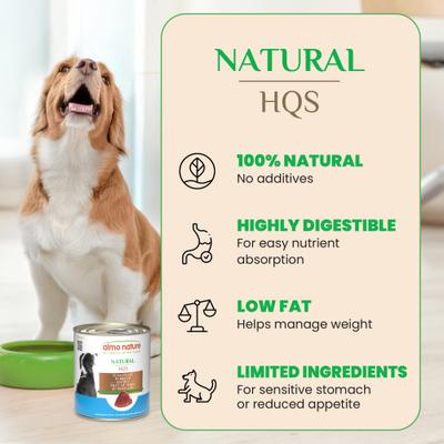 HQS Natural Tuna Fillet Canned Dog Food, 9.87-oz can, case of 12