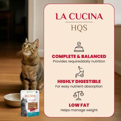 HQS La Cucina Tuna with Sole Grain-Free Cat Food Pouches, 1.94-oz, case of 12