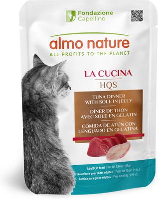HQS La Cucina Tuna with Sole Grain-Free Cat Food Pouches, 1.94-oz, case of 12